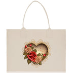 Heart Canvas Tote Bag Happy Valentines Day Gift for Her Love Tote Bag Lovers Gift Mother Day Gift Cute Valentines Gift