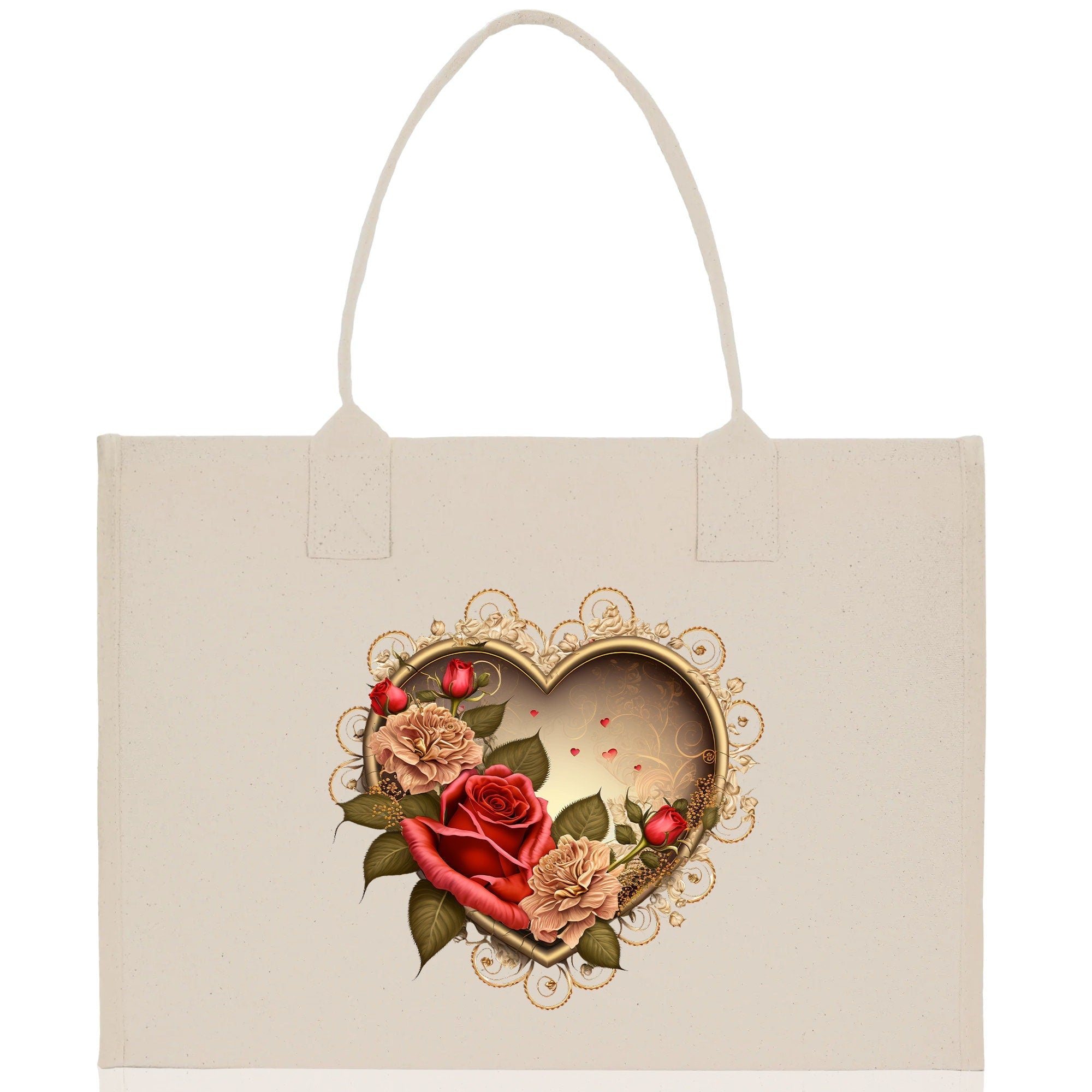 Heart Canvas Tote Bag Happy Valentines Day Gift for Her Love Tote Bag Lovers Gift Mother Day Gift Cute Valentines Gift