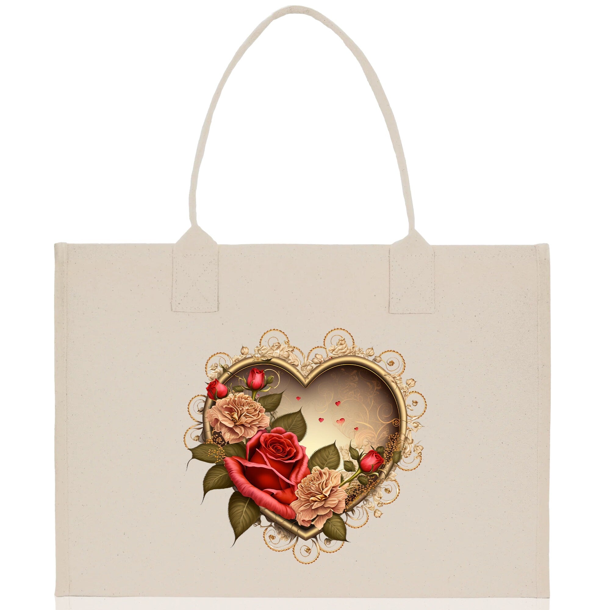 Heart Canvas Tote Bag Happy Valentines Day Gift for Her Love Tote Bag Lovers Gift Mother Day Gift Cute Valentines Gift