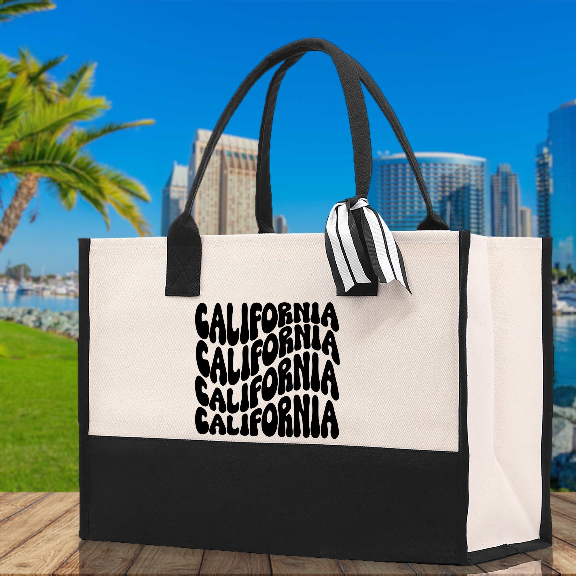 California Cotton Canvas Tote Bag CA Travel Vacation Tote Employee and Client Gift Wedding Favor Birthday Welcome Tote Bag Bridesmaid Gift