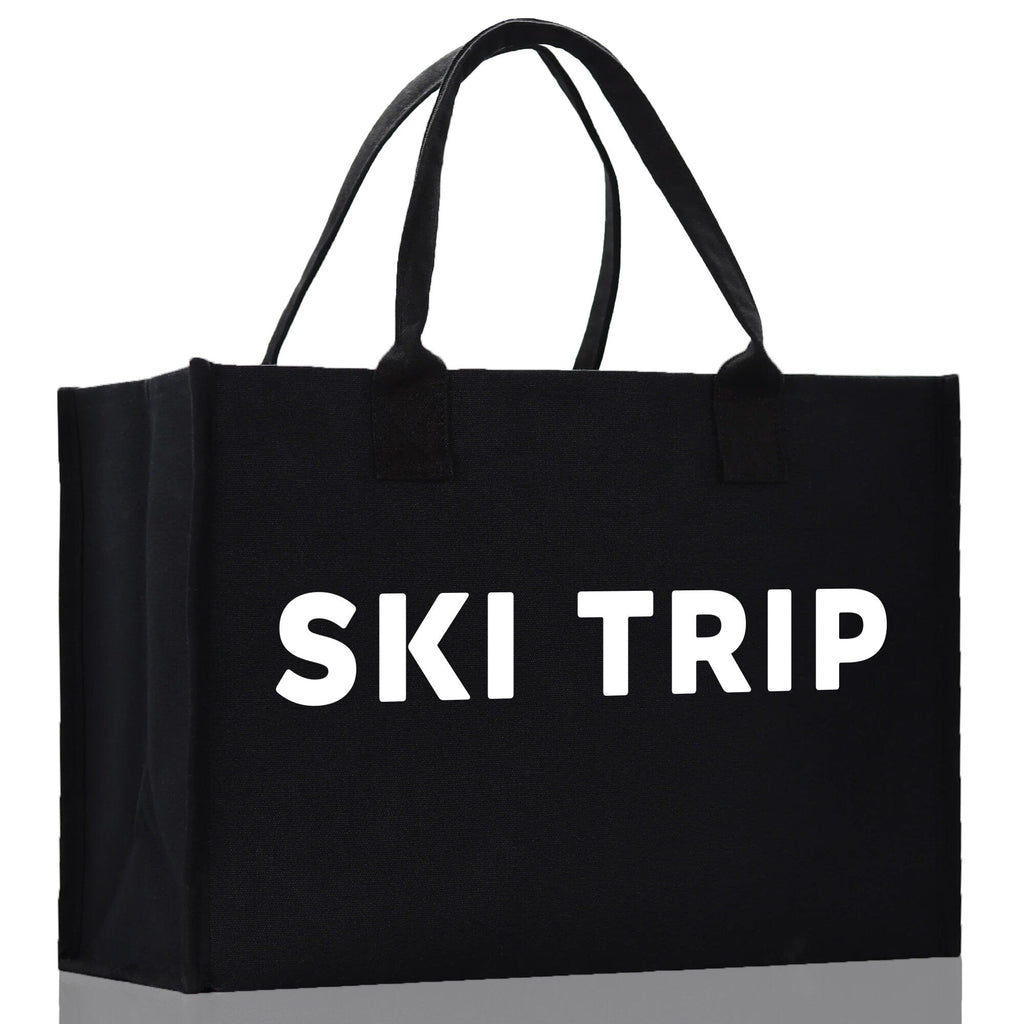 Ski Trip Cotton Canvas Chic Beach Tote Bag Multipurpose Tote Weekender Tote Gift for Her Outdoor Tote Vacation Tote Large Beach Bag