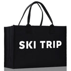 Ski Trip Cotton Canvas Chic Beach Tote Bag Multipurpose Tote Weekender Tote Gift for Her Outdoor Tote Vacation Tote Large Beach Bag