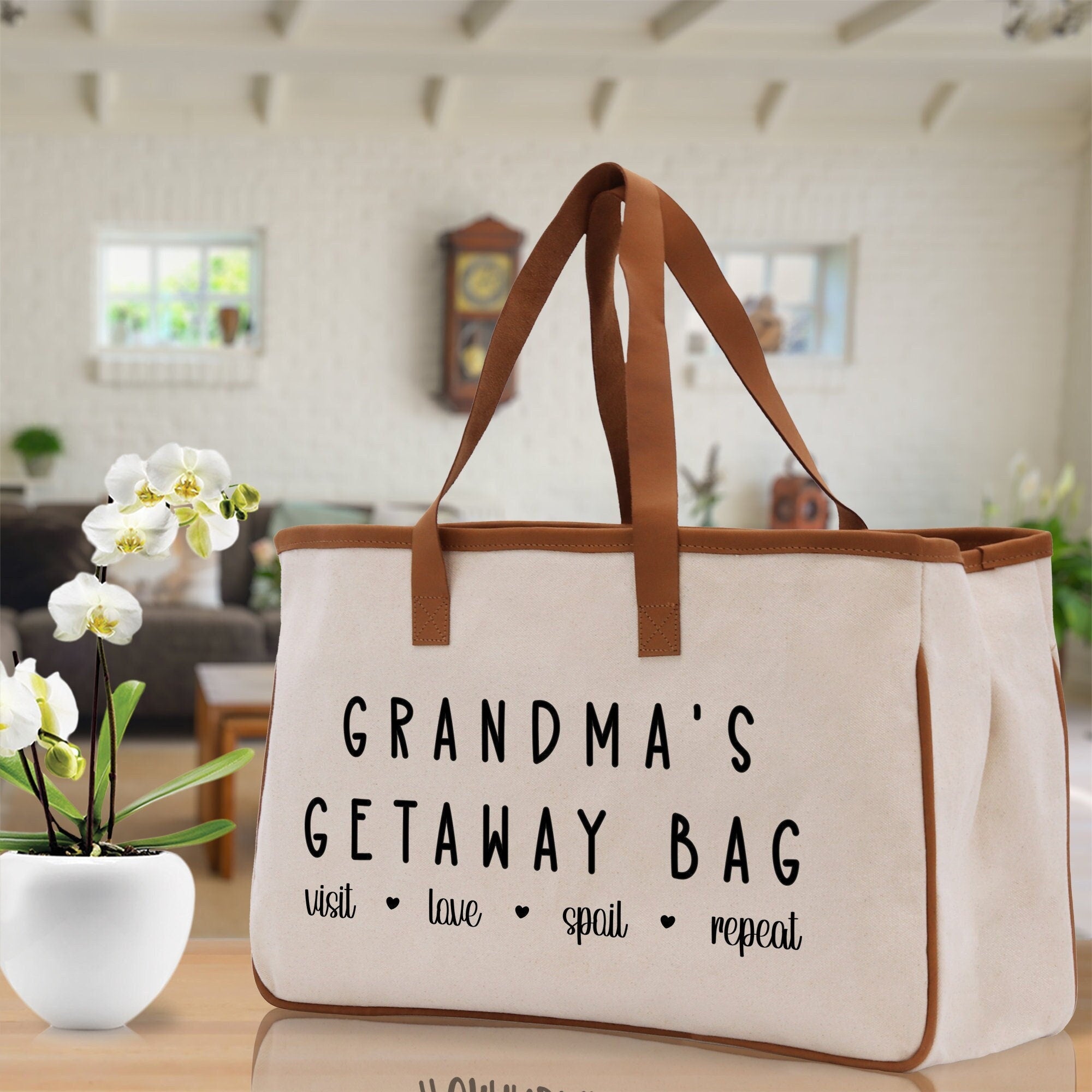 Grandma Tote Bag Grandma's Getaway Bag Grandma Nana Bag Grandma Gift Bag Shopping Bag Mothers Day Gift Live Love Spoil Bag Grandma Beach Bag