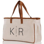 Initials and Last Name Customized Embroidered Tote Bag 100% Cotton Canvas Chic Personalized Tote Bag for Bridesmaid Anniversary Wedding Day