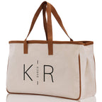 Initials and Last Name Customized Embroidered Tote Bag 100% Cotton Canvas Chic Personalized Tote Bag for Bridesmaid Anniversary Wedding Day