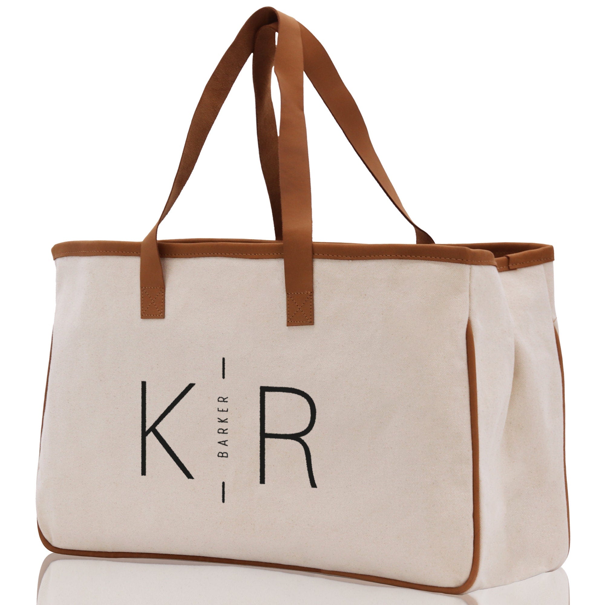 Initials and Last Name Customized Embroidered Tote Bag 100% Cotton Canvas Chic Personalized Tote Bag for Bridesmaid Anniversary Wedding Day