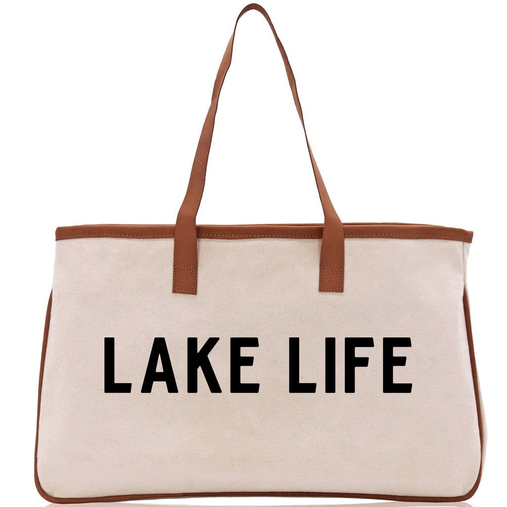 Lake Life Tote Bag - Large Chic Tote Bag - Gift for Her - Girls Weekend Tote - Weekender Bag - Weekend Tote - Boat Bag - Lake Life Gift
