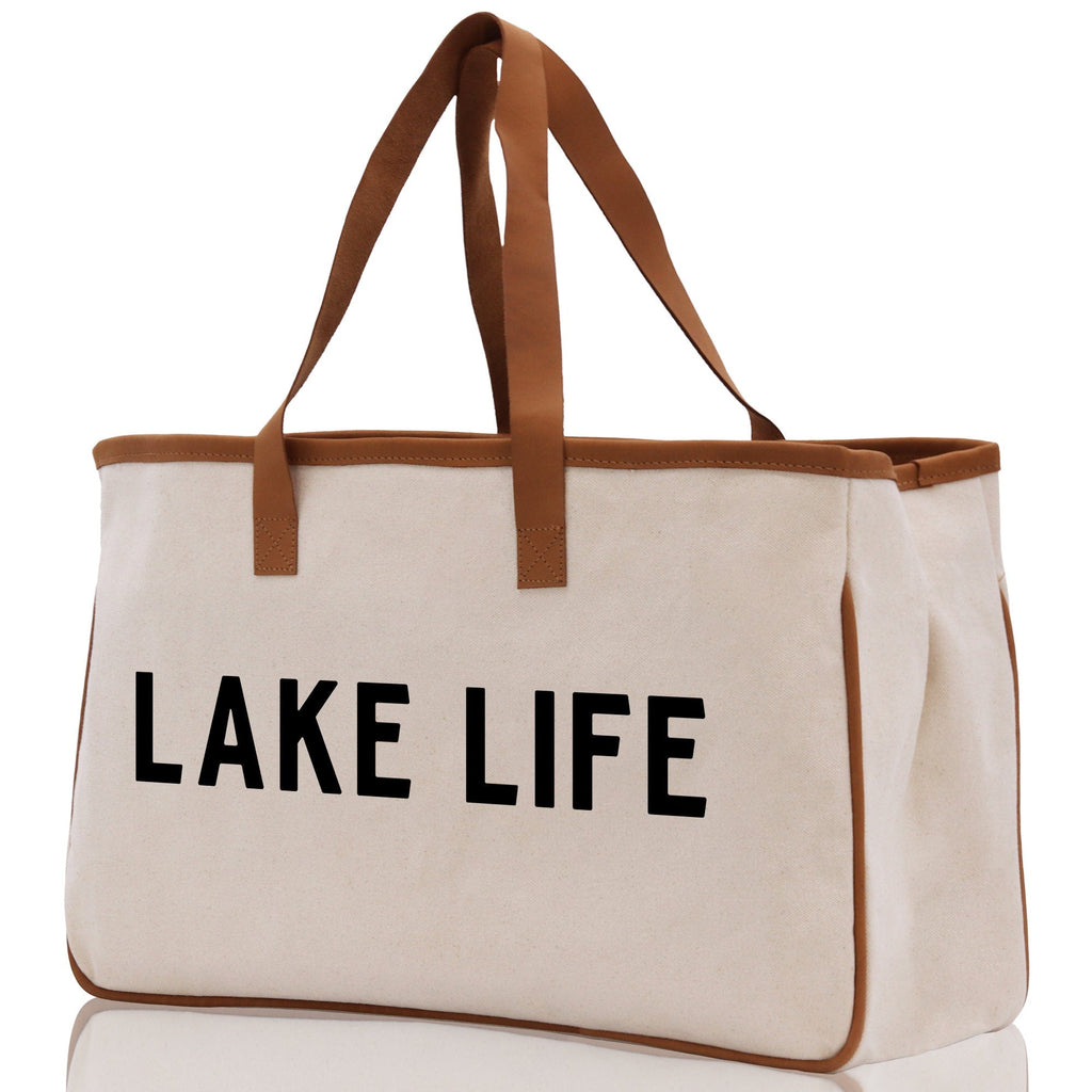Lake Life Tote Bag - Large Chic Tote Bag - Gift for Her - Girls Weekend Tote - Weekender Bag - Weekend Tote - Boat Bag - Lake Life Gift