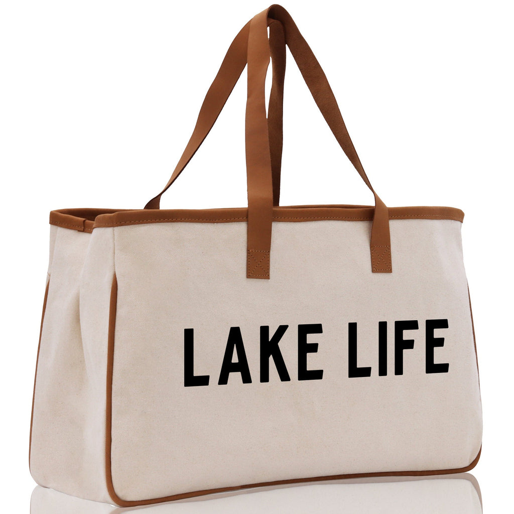 Lake Life Tote Bag - Large Chic Tote Bag - Gift for Her - Girls Weekend Tote - Weekender Bag - Weekend Tote - Boat Bag - Lake Life Gift