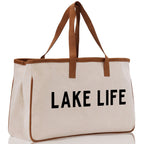 Lake Life Tote Bag - Large Chic Tote Bag - Gift for Her - Girls Weekend Tote - Weekender Bag - Weekend Tote - Boat Bag - Lake Life Gift