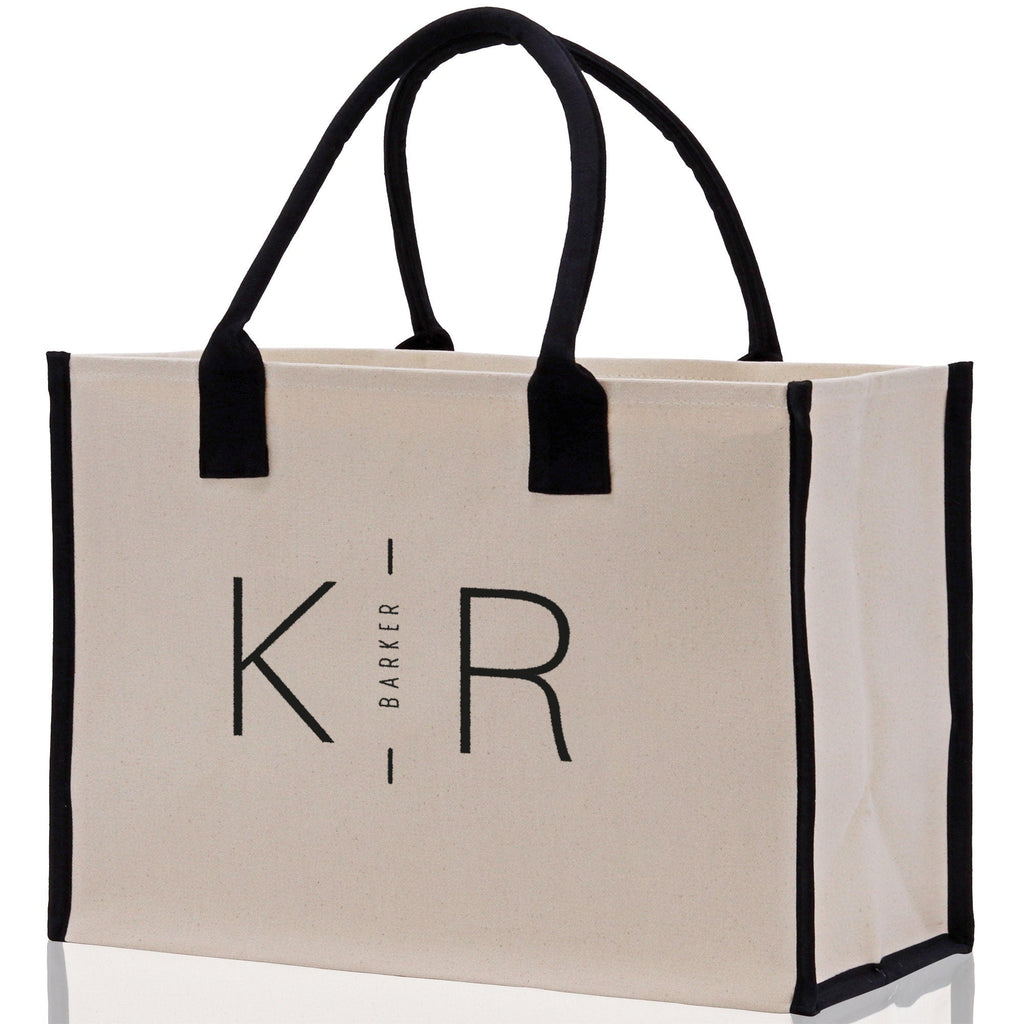 Initials and Last Name Customized Embroidered Tote Bag 100% Cotton Canvas Chic Personalized Tote Bag for Bridesmaid Anniversary Wedding Day