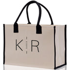 Initials and Last Name Customized Embroidered Tote Bag 100% Cotton Canvas Chic Personalized Tote Bag for Bridesmaid Anniversary Wedding Day