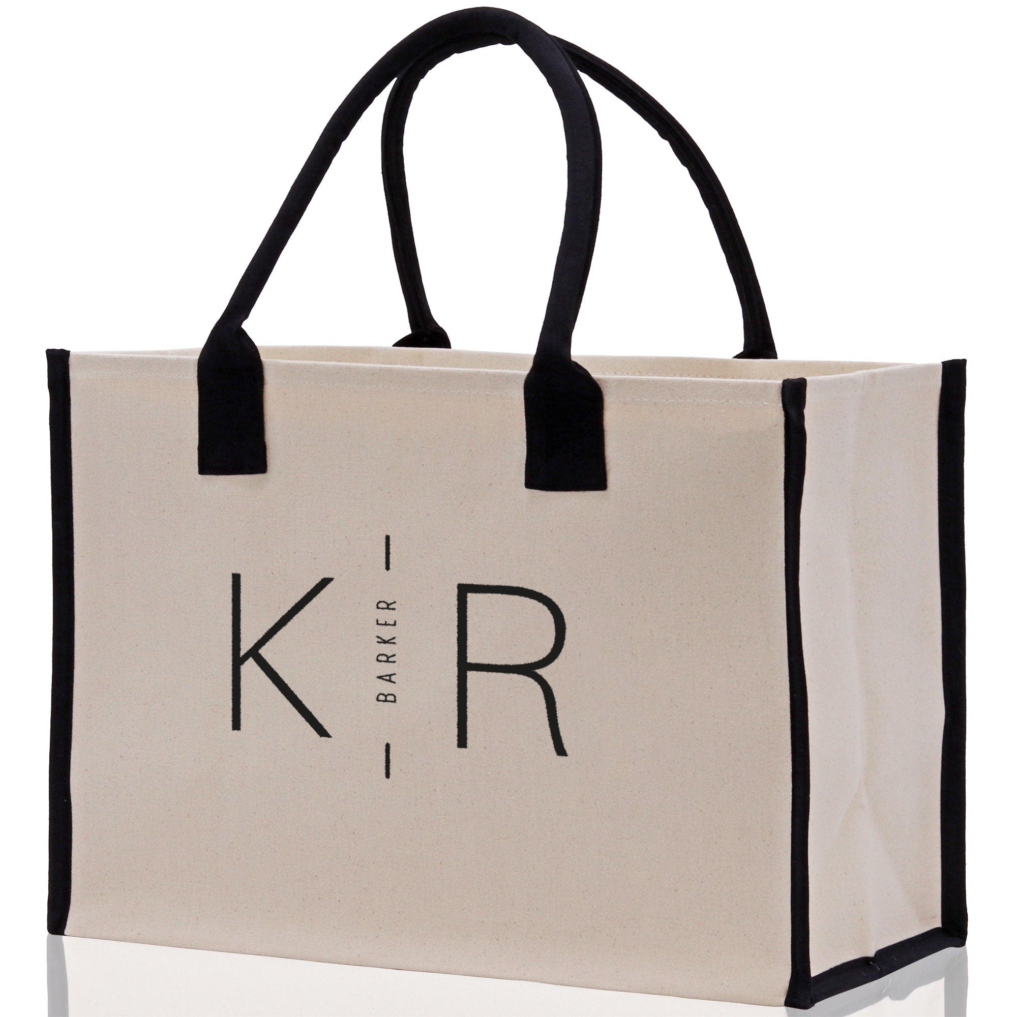 Initials and Last Name Customized Embroidered Tote Bag 100% Cotton Canvas Chic Personalized Tote Bag for Bridesmaid Anniversary Wedding Day