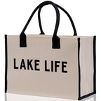 Lake Life Tote Bag - Large Chic Tote Bag - Gift for Her - Girls Weekend Tote - Weekender Bag - Weekend Tote - Boat Bag - Lake Life Gift