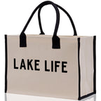Lake Life Tote Bag - Large Chic Tote Bag - Gift for Her - Girls Weekend Tote - Weekender Bag - Weekend Tote - Boat Bag - Lake Life Gift