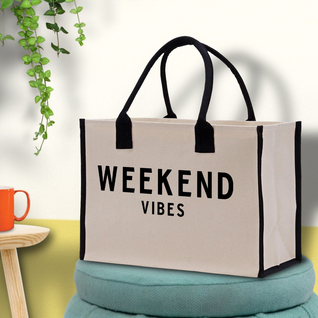 Weekend Vibes Beach Tote Bag - Large Chic Tote Bag - Gift for Her - Girls Weekend Tote - Weekender Bag - Weekend Tote - Weekend Vibes Bag