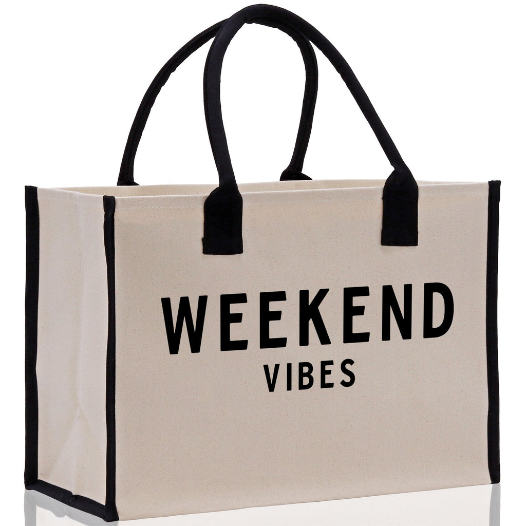 Weekend Vibes Beach Tote Bag - Large Chic Tote Bag - Gift for Her - Girls Weekend Tote - Weekender Bag - Weekend Tote - Weekend Vibes Bag
