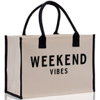 Weekend Vibes Beach Tote Bag - Large Chic Tote Bag - Gift for Her - Girls Weekend Tote - Weekender Bag - Weekend Tote - Weekend Vibes Bag