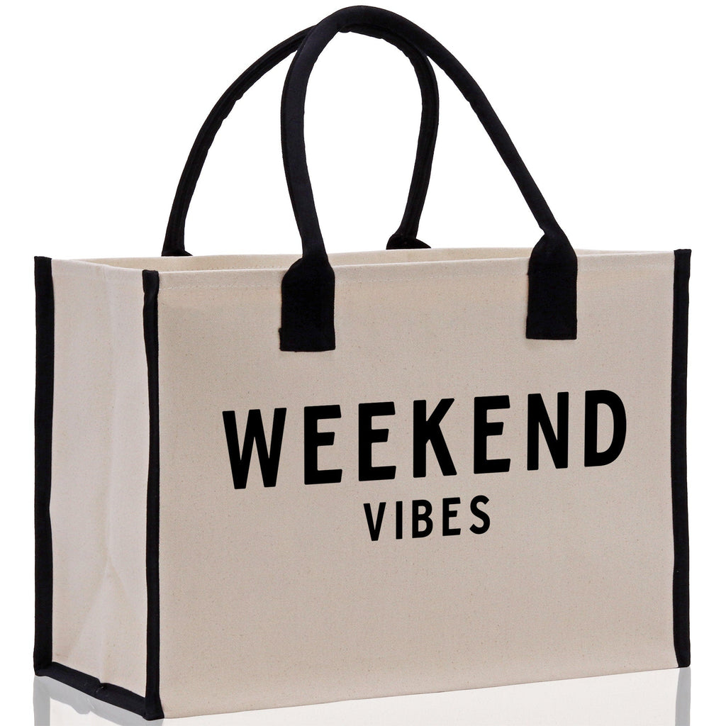 Weekend Vibes Beach Tote Bag - Large Chic Tote Bag - Gift for Her - Girls Weekend Tote - Weekender Bag - Weekend Tote - Weekend Vibes Bag