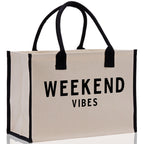 Weekend Vibes Beach Tote Bag - Large Chic Tote Bag - Gift for Her - Girls Weekend Tote - Weekender Bag - Weekend Tote - Weekend Vibes Bag