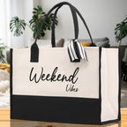 Weekend Vibes Beach Tote Bag - Large Chic Tote Bag - Gift for Her - Girls Weekend Tote - Weekender Bag - Weekend Tote - Weekend Vibes Bag