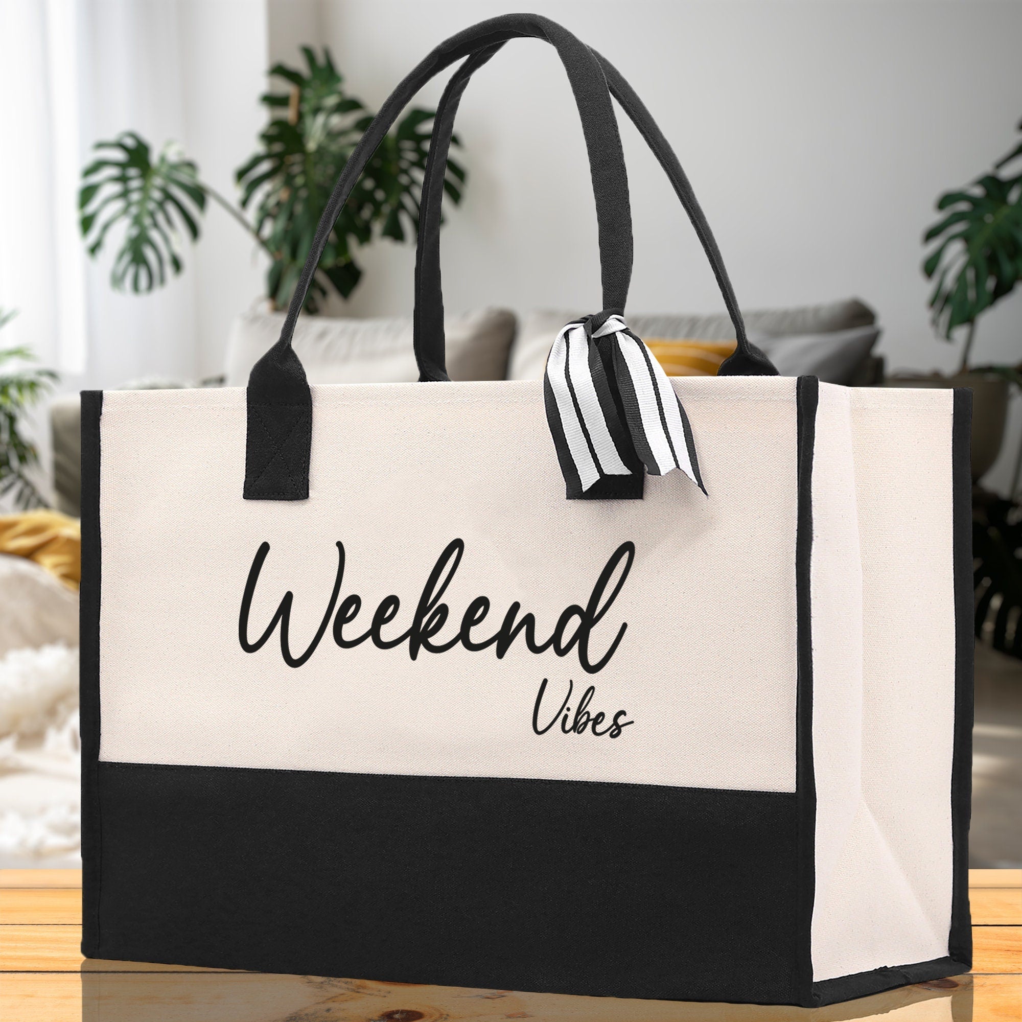 Weekend Vibes Beach Tote Bag - Large Chic Tote Bag - Gift for Her - Girls Weekend Tote - Weekender Bag - Weekend Tote - Weekend Vibes Bag