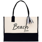 Beach Babe Canvas Tote Bag Birthday Gift for Her Weekender Tote Bag Beach Tote Bag Large Beach Tote Bag