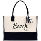 Beach Babe Canvas Tote Bag Birthday Gift for Her Weekender Tote Bag Beach Tote Bag Large Beach Tote Bag