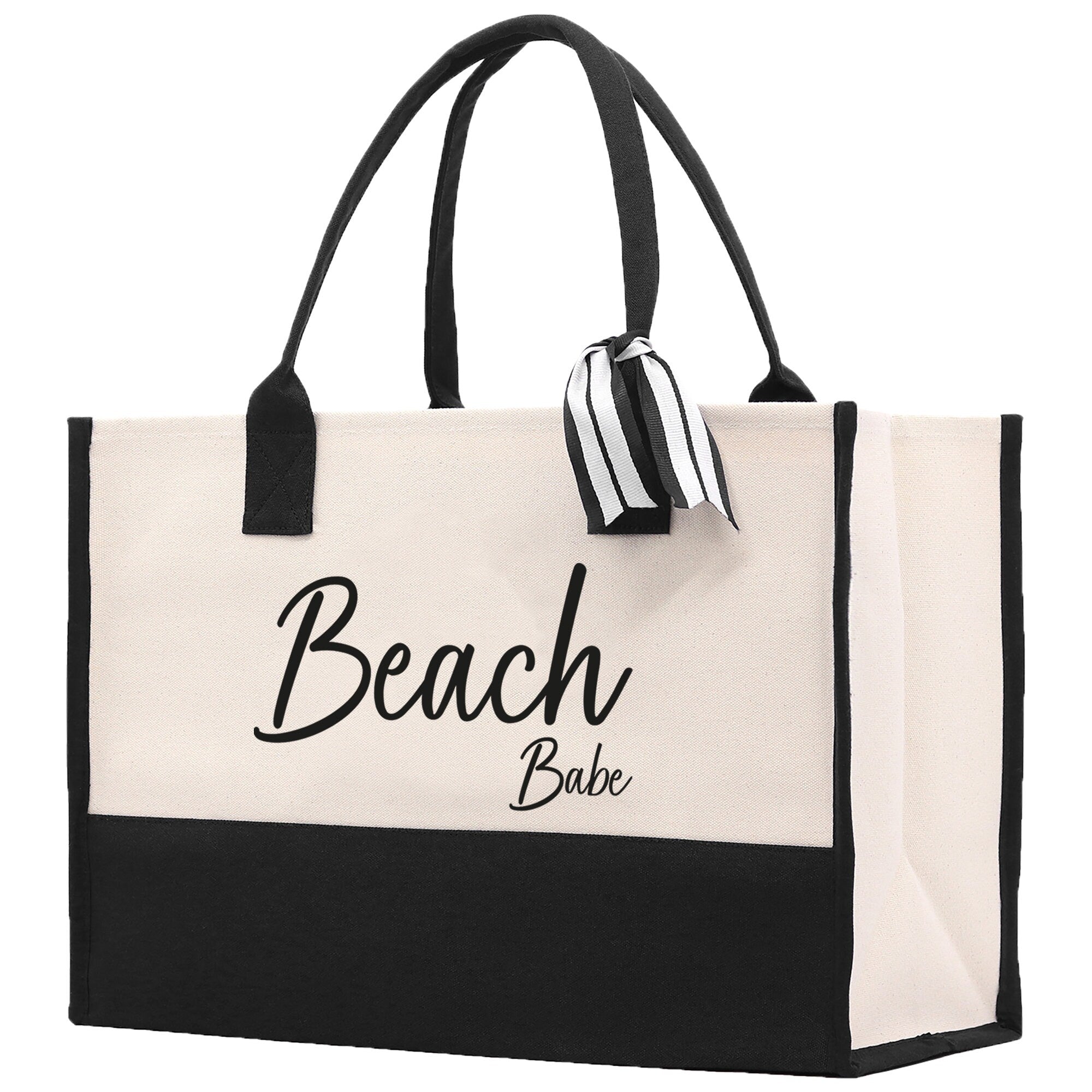 Beach Babe Canvas Tote Bag Birthday Gift for Her Weekender Tote Bag Beach Tote Bag Large Beach Tote Bag