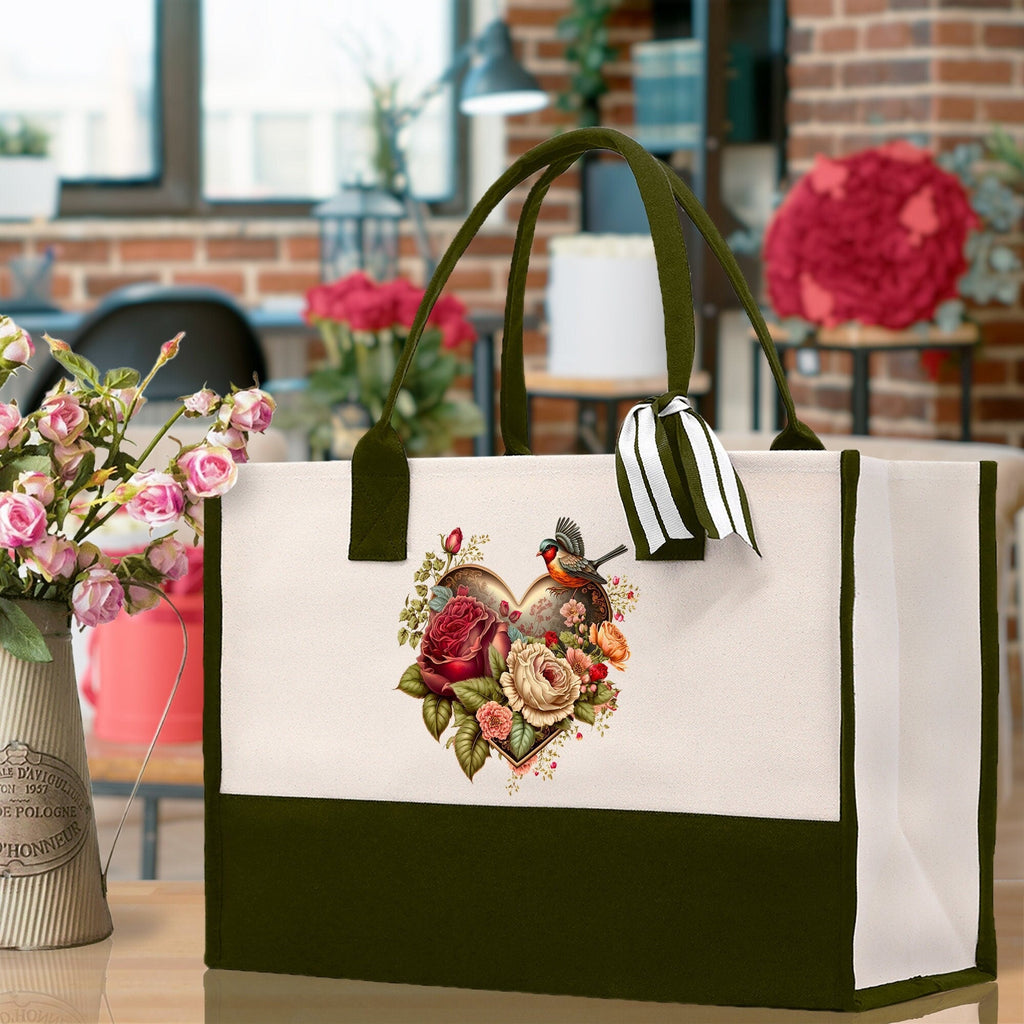 Heart Canvas Tote Bag Happy Valentines Day Gift for Her Love Tote Bag Lovers Gift Mother Day Gift Cute Valentines Gift