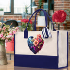 Heart Canvas Tote Bag Happy Valentines Day Gift for Her Love Tote Bag Lovers Gift Mother Day Gift Cute Valentines Gift
