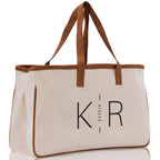 Initials and Last Name Customized Embroidered Tote Bag 100% Cotton Canvas Chic Personalized Tote Bag for Bridesmaid Anniversary Wedding Day