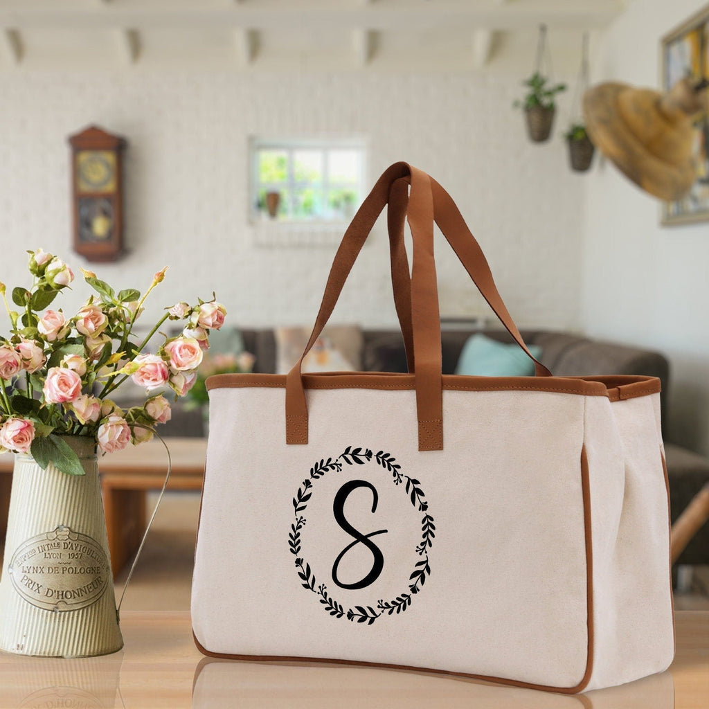Monogram Beach Canvas Tote Bag Initial Tote Bag Letter Tote Bag Birthday Gift Personalized Tote Bag Personalized Beach Bag Monogrammed Bag