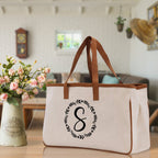 Monogram Beach Canvas Tote Bag Initial Tote Bag Letter Tote Bag Birthday Gift Personalized Tote Bag Personalized Beach Bag Monogrammed Bag