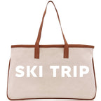 Ski Trip Cotton Canvas Chic Beach Tote Bag Multipurpose Tote Weekender Tote Gift for Her Outdoor Tote Vacation Tote Large Beach Bag