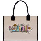 Floral Book Tote Bag Graduation Gift Library Tote School Bag Book worm Bookish Tote Wildflower Book Lover Gift Reader Bloom Canvas Tote