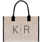 Initials and Last Name Customized Embroidered Tote Bag 100% Cotton Canvas Chic Personalized Tote Bag for Bridesmaid Anniversary Wedding Day
