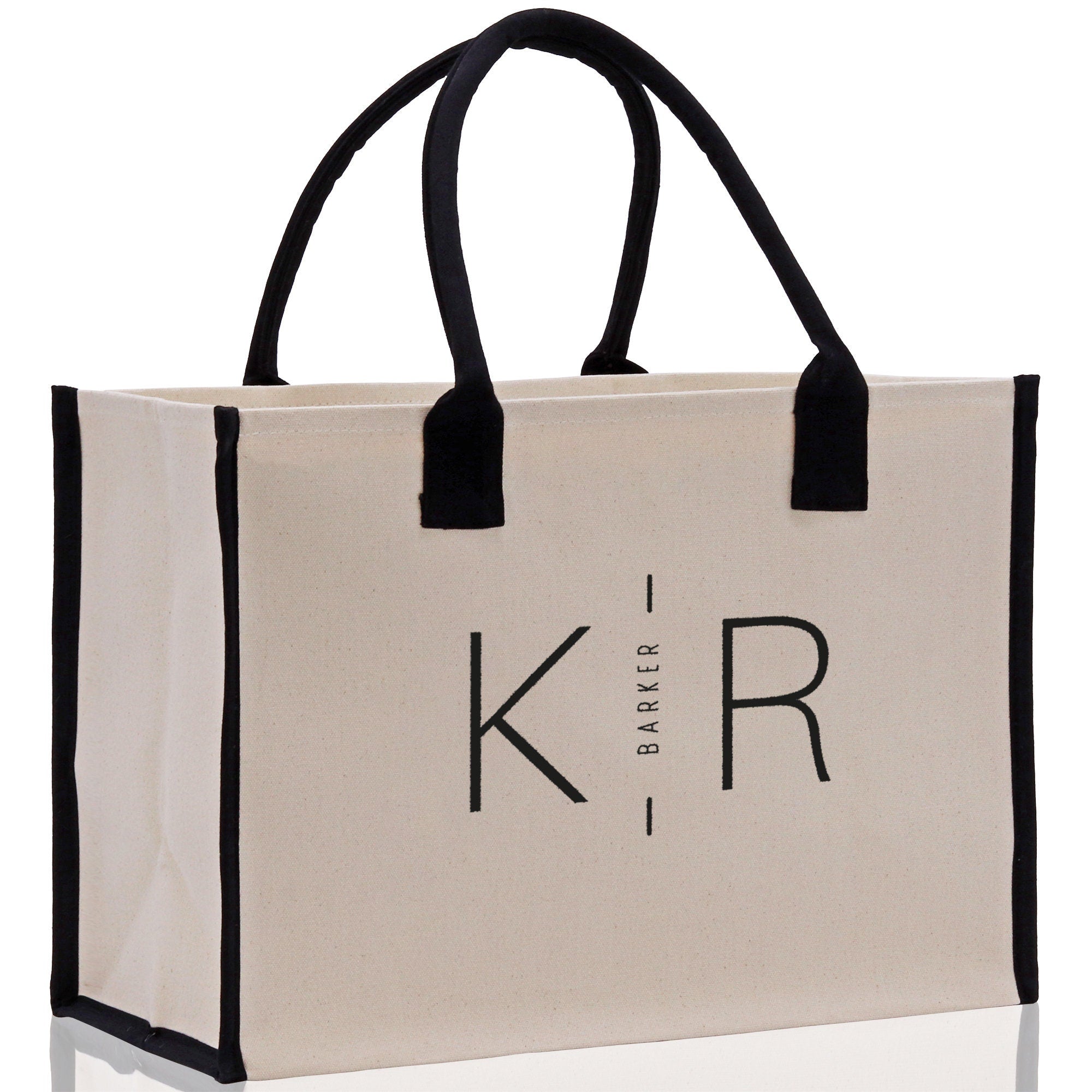 Initials and Last Name Customized Embroidered Tote Bag 100% Cotton Canvas Chic Personalized Tote Bag for Bridesmaid Anniversary Wedding Day