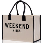 Weekend Vibes Beach Tote Bag - Large Chic Tote Bag - Gift for Her - Girls Weekend Tote - Weekender Bag - Weekend Tote - Weekend Vibes Bag