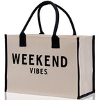 Weekend Vibes Beach Tote Bag - Large Chic Tote Bag - Gift for Her - Girls Weekend Tote - Weekender Bag - Weekend Tote - Weekend Vibes Bag