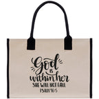 God is within her She will not fall PSALM 46:5 Religious Tote Bag for Women Bible Verse Canvas Tote Bag Religious Gifts Church Tote Bag