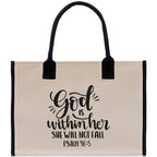 God is within her She will not fall PSALM 46:5 Religious Tote Bag for Women Bible Verse Canvas Tote Bag Religious Gifts Church Tote Bag