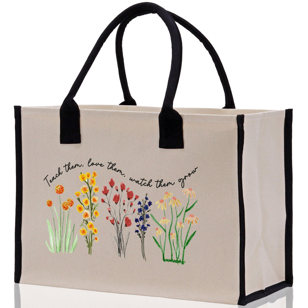 Teacher Floral Tote Bag Teacher Wildflower Graphic Tote Teacher Life Tote Bag Teacher Flower Bag Gift for Teacher Wildflower Book Bag