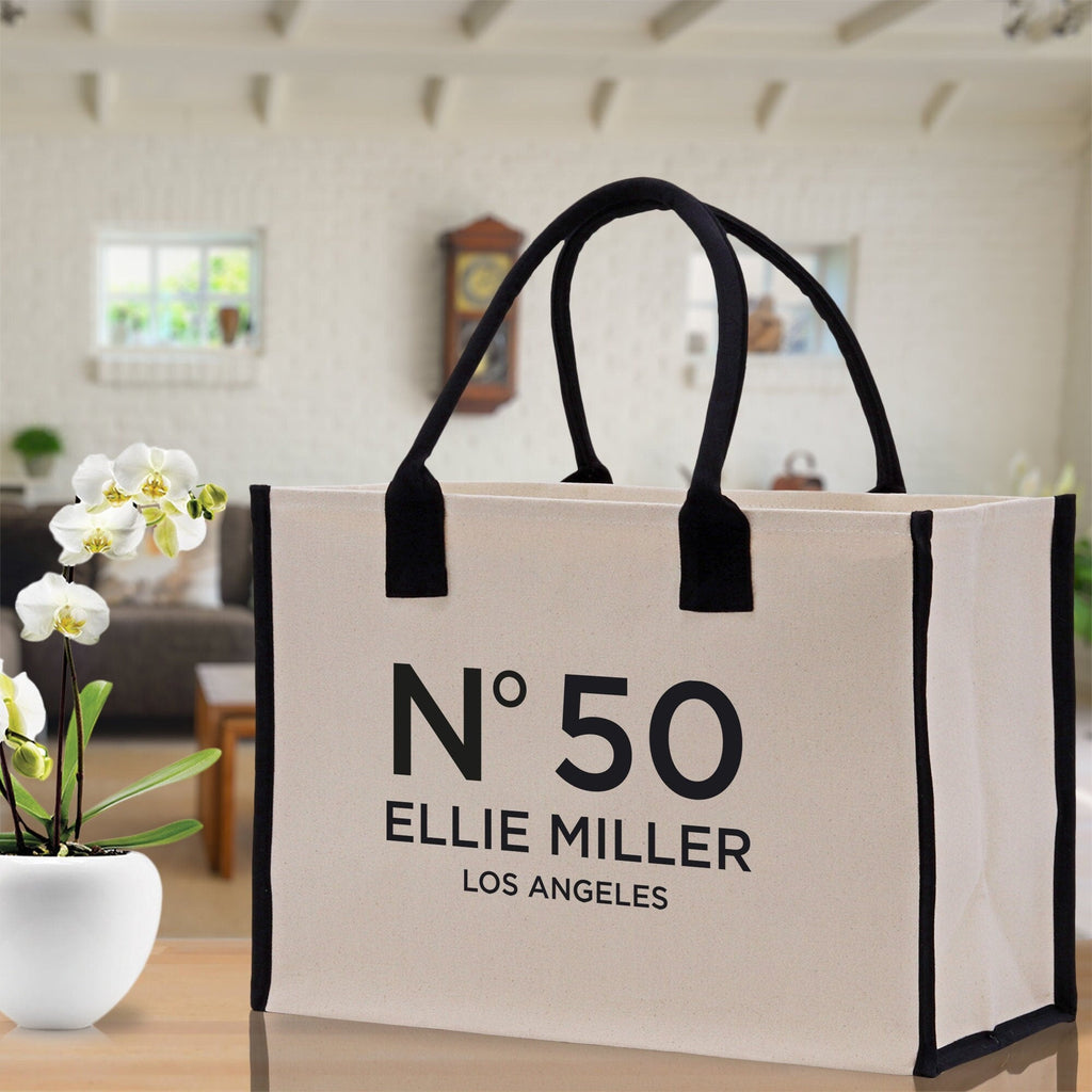 Birthday Celebration Personalized Gift Canvas Tote Bag with Name and State 40th 50th Birthday Gift Tote Bag for Her Custom Birthday Gift