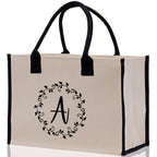 Monogram Beach Canvas Tote Bag Initial Tote Bag Letter Tote Bag Birthday Gift Personalized Tote Bag Personalized Beach Bag Monogrammed Bag