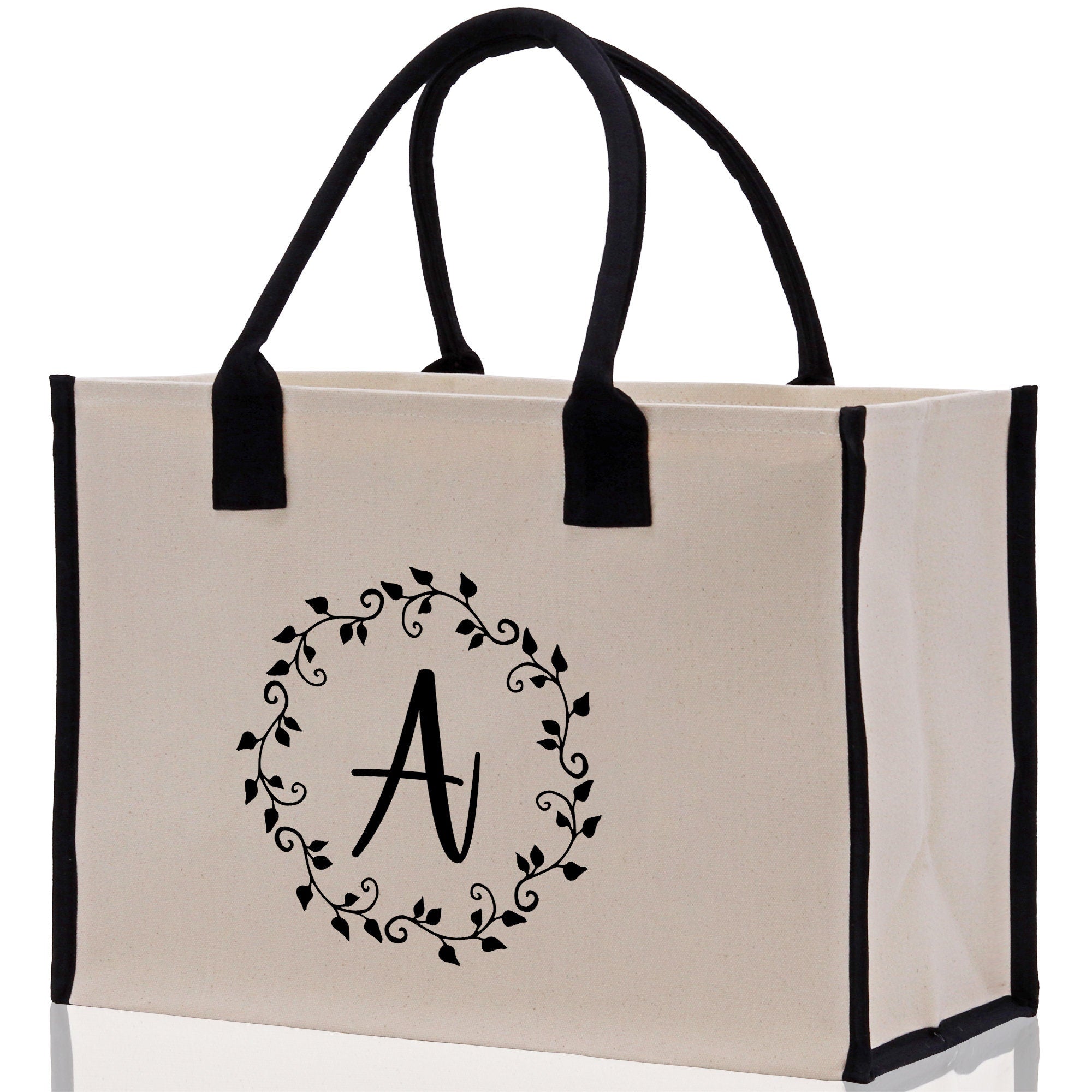 Monogram Beach Canvas Tote Bag Initial Tote Bag Letter Tote Bag Birthday Gift Personalized Tote Bag Personalized Beach Bag Monogrammed Bag