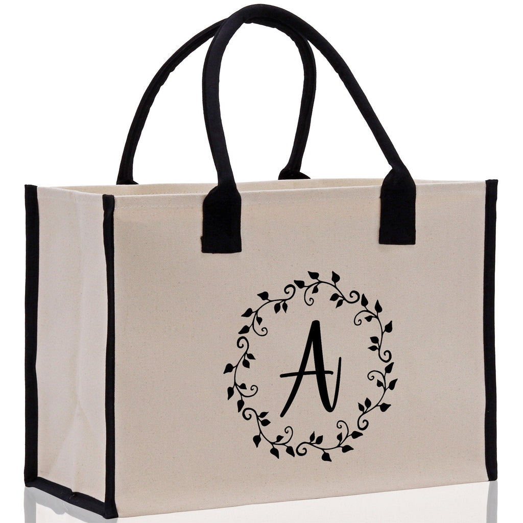 Monogram Beach Canvas Tote Bag Initial Tote Bag Letter Tote Bag Birthday Gift Personalized Tote Bag Personalized Beach Bag Monogrammed Bag