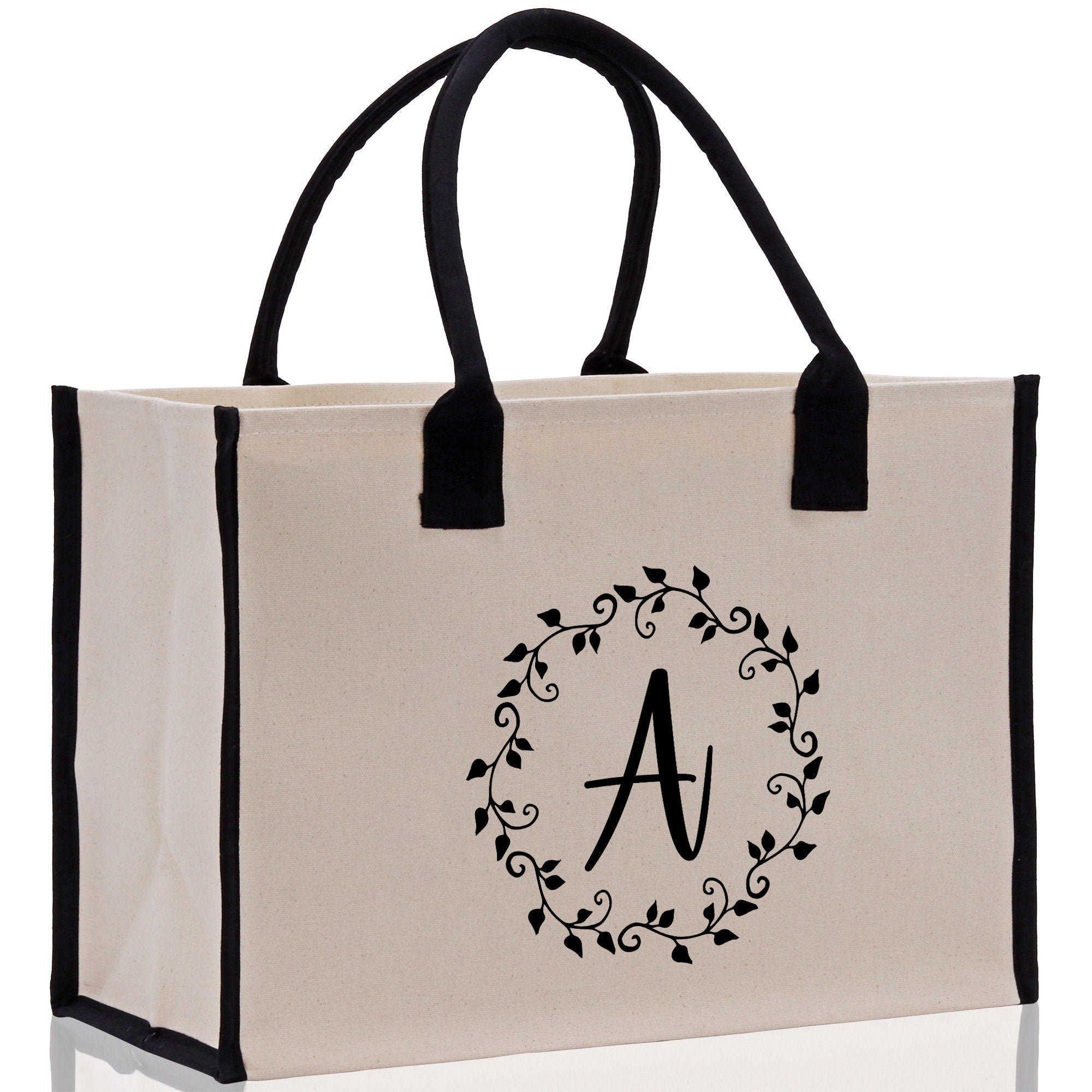 Monogram Beach Canvas Tote Bag Initial Tote Bag Letter Tote Bag Birthday Gift Personalized Tote Bag Personalized Beach Bag Monogrammed Bag