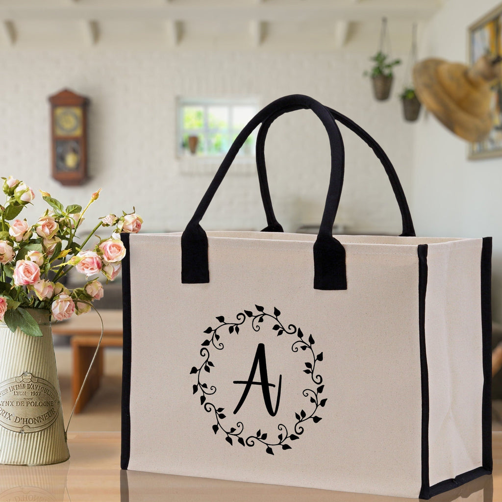 Monogram Beach Canvas Tote Bag Initial Tote Bag Letter Tote Bag Birthday Gift Personalized Tote Bag Personalized Beach Bag Monogrammed Bag