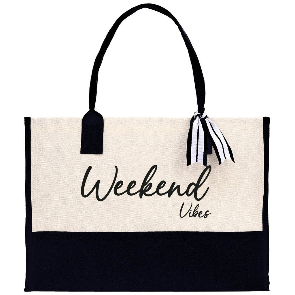 Weekend Vibes Beach Tote Bag - Large Chic Tote Bag - Gift for Her - Girls Weekend Tote - Weekender Bag - Weekend Tote - Weekend Vibes Bag